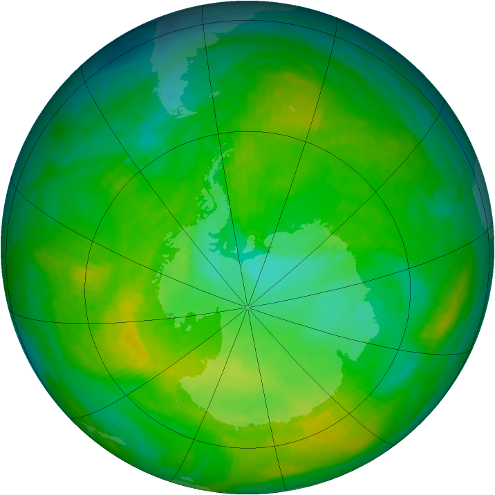 Antarctic ozone map for 07 December 1986